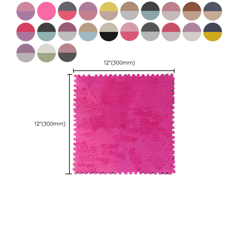 Plush Cut Composite Non-Slip Carpet Tiles for Indoor Bedroom - 12" x 12"