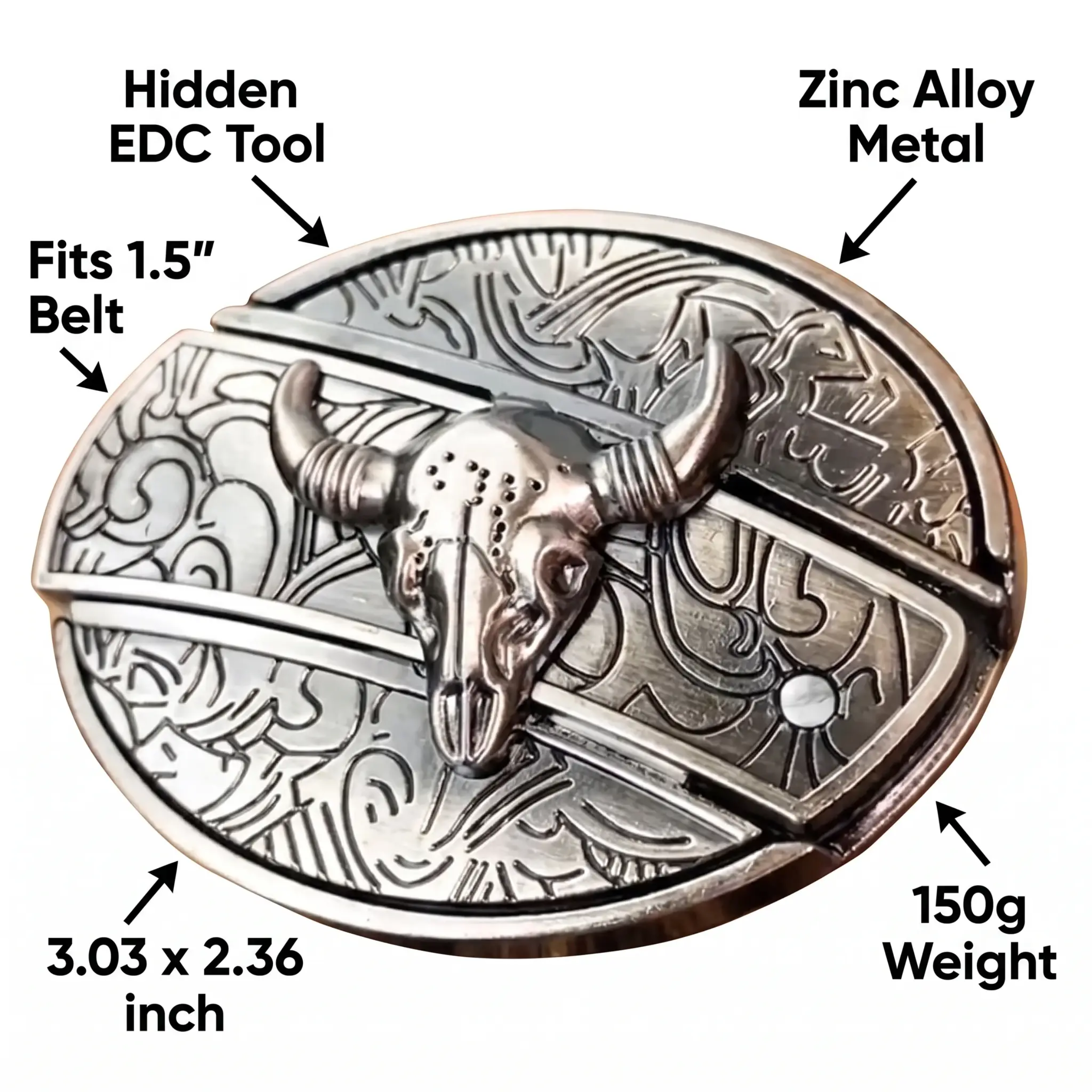 Metal Oval Cowboys Belt Buckle - Zinc Alloy, 3.03 x 2.36 Inch, view 8