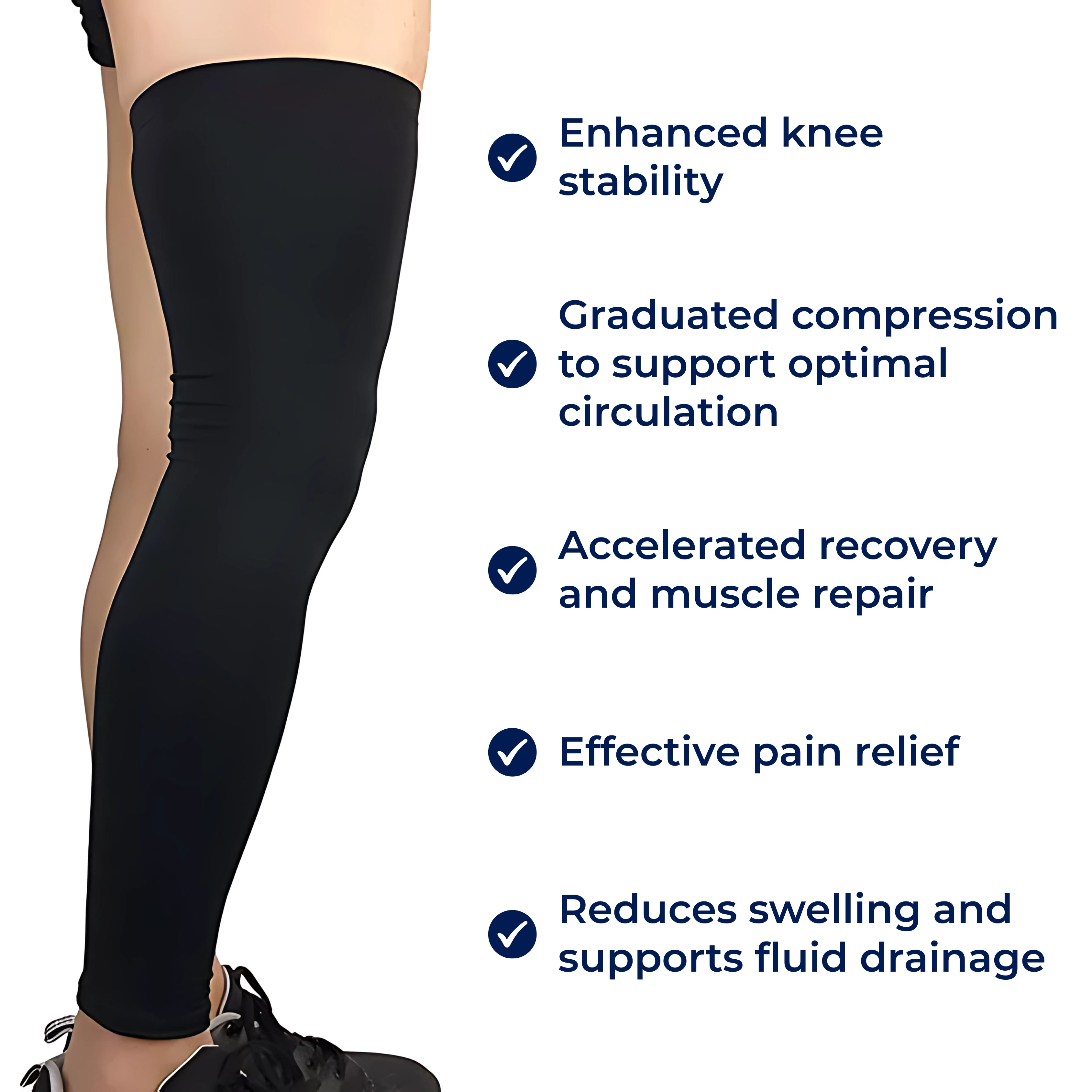 Full Leg Compression Sleeve for Knee Support - Graduated Pressure, view 3