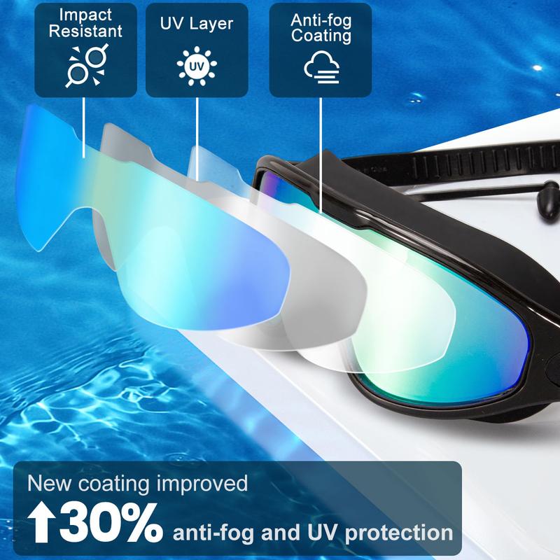 No Leaking Swim Glasses for Men Women Youth - 17x6.5x4cm
