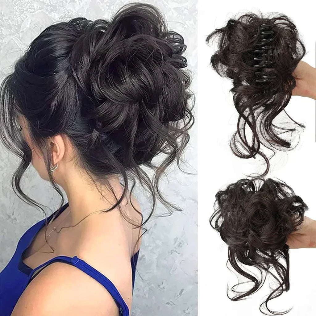Curly Hair Bun Clip-in Hair Piece - Synthetic Hair, Natural Look, Volume, view 12