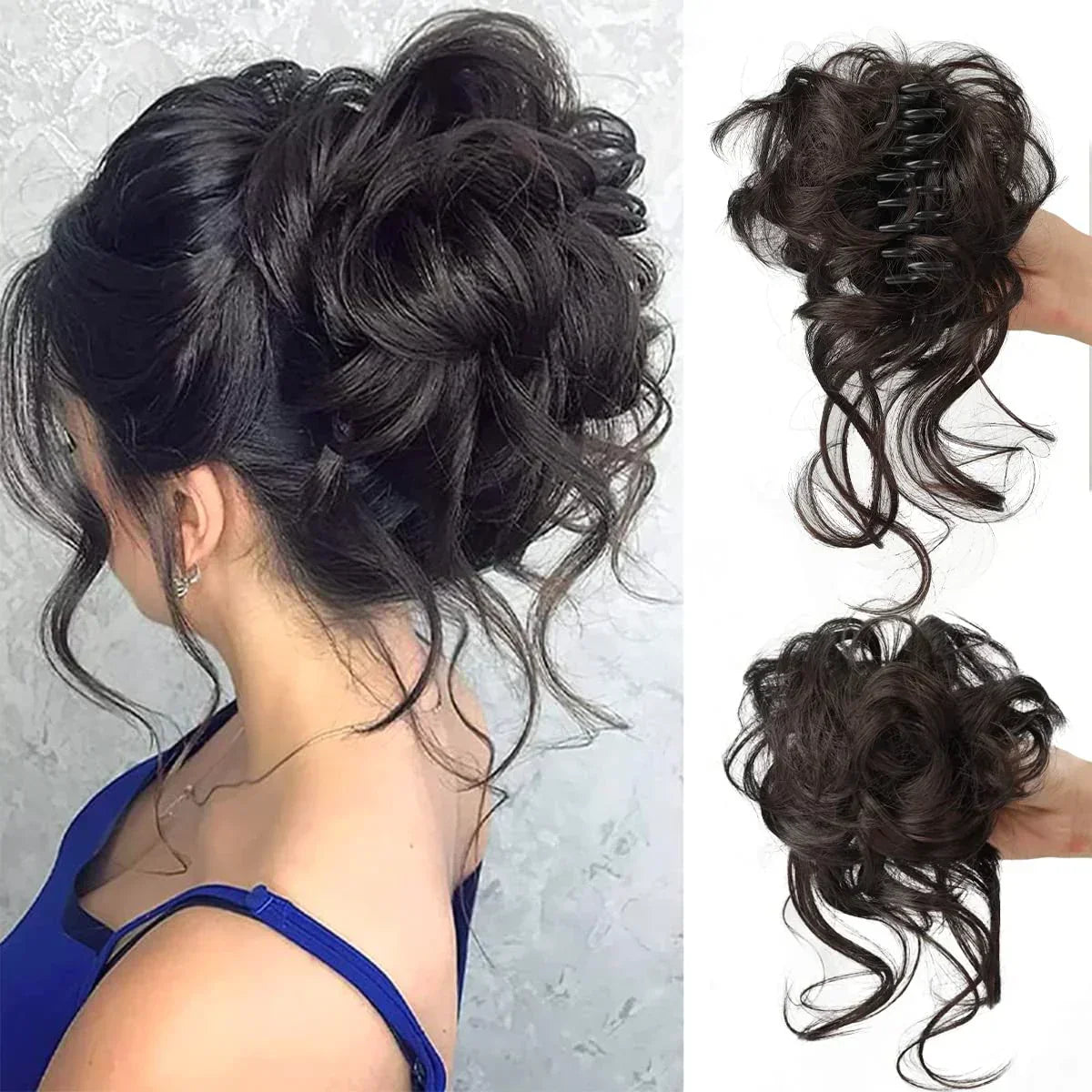Curly Hair Bun Clip-in Hair Piece - Synthetic Hair, Natural Look, Volume, view 12