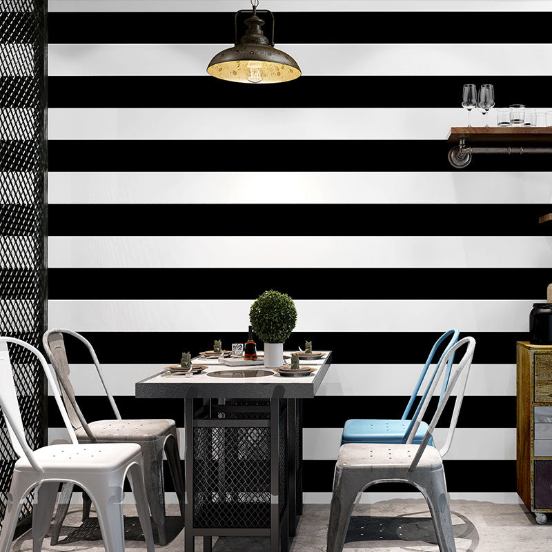 Wide Stripes Non-Adhesive Wallpaper Roll for Coffee Room, 33ft x 20.5in, Moisture Resistant, view 4