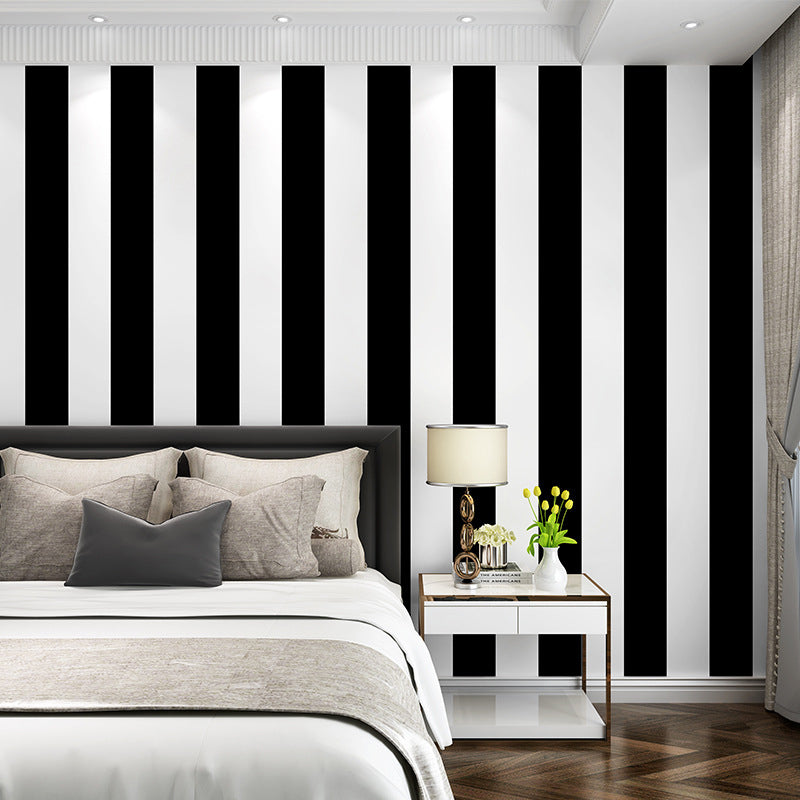 Wide Stripes Non-Adhesive Wallpaper Roll for Coffee Room, 33ft x 20.5in, Moisture Resistant, view 10