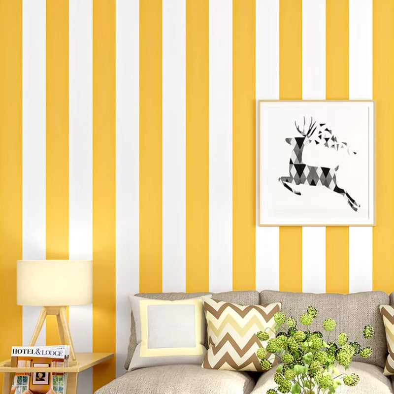 Wide Stripes Non-Adhesive Wallpaper Roll for Coffee Room, 33ft x 20.5in, Moisture Resistant