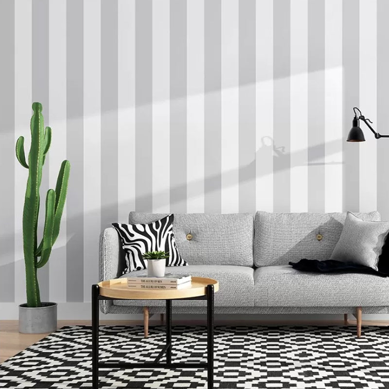 Wide Stripes Non-Adhesive Wallpaper Roll for Coffee Room, 33ft x 20.5in, Moisture Resistant, view 5