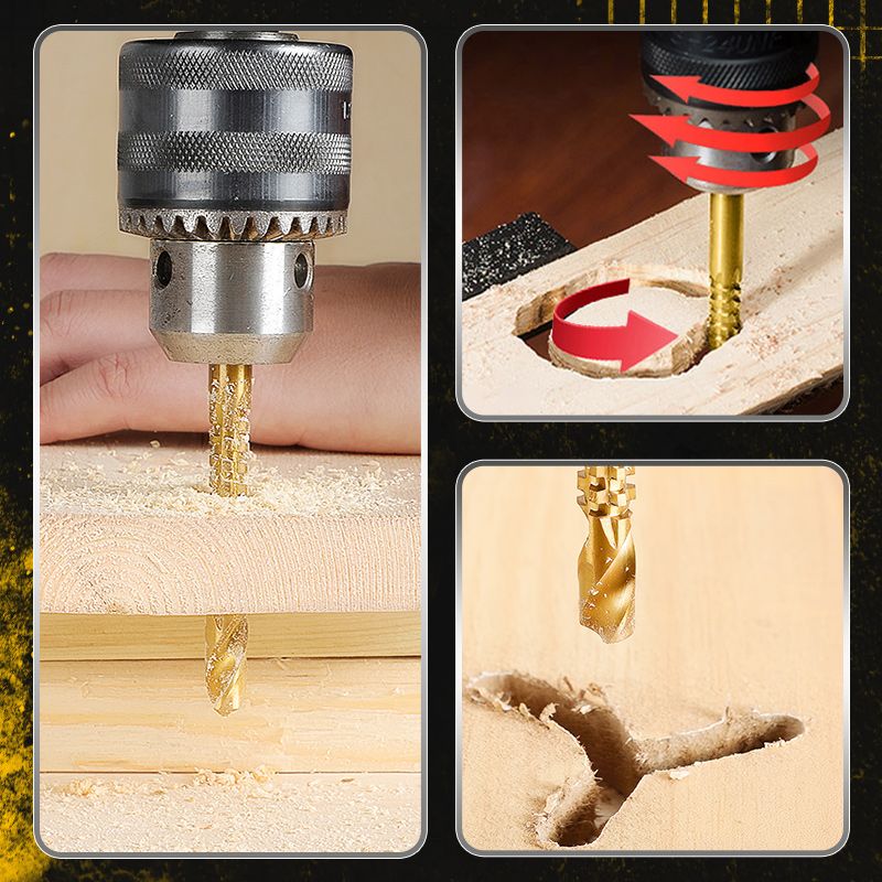 Titanium-Coated High-Speed Steel Drill Bits with Tags (6 pcs) - 3-8 mm Sizes, view 3
