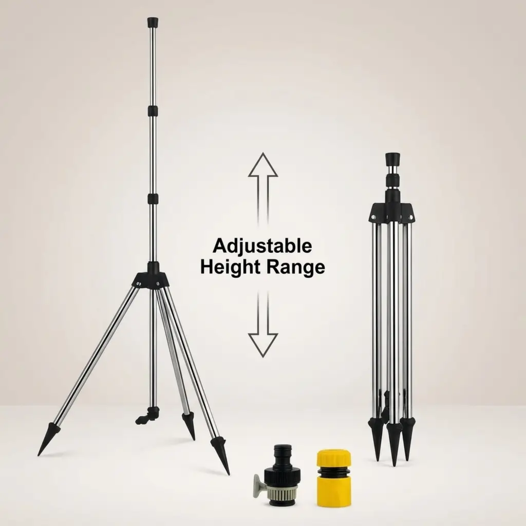 High Pressure Rotating Tripod Sprinkler for Garden - Adjustable Spray, view 7