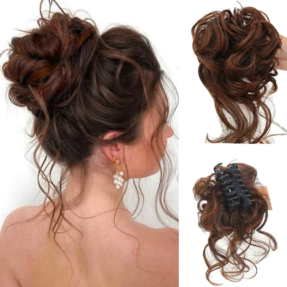 Curly Hair Bun Clip-in Hair Piece - Synthetic Hair, Natural Look, Volume, view 7