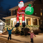 8FT LED Polyester Inflatable Climbing Santa Christmas Decoration
