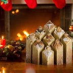 9 Nativity Tree Pillar Statues, Resin Ornaments, 6.5 × 6.5 × 9.5cm