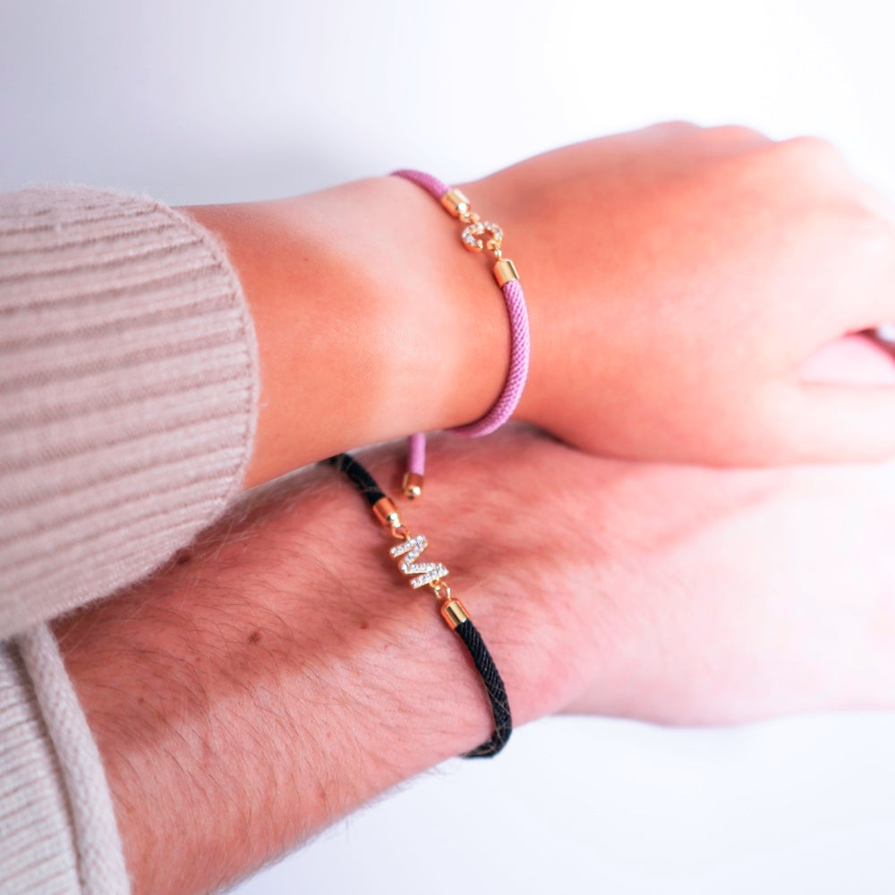 Adjustable Letter Initial Bracelets - Rope, Stainless Steel, Copper, up to 22cm, view 4