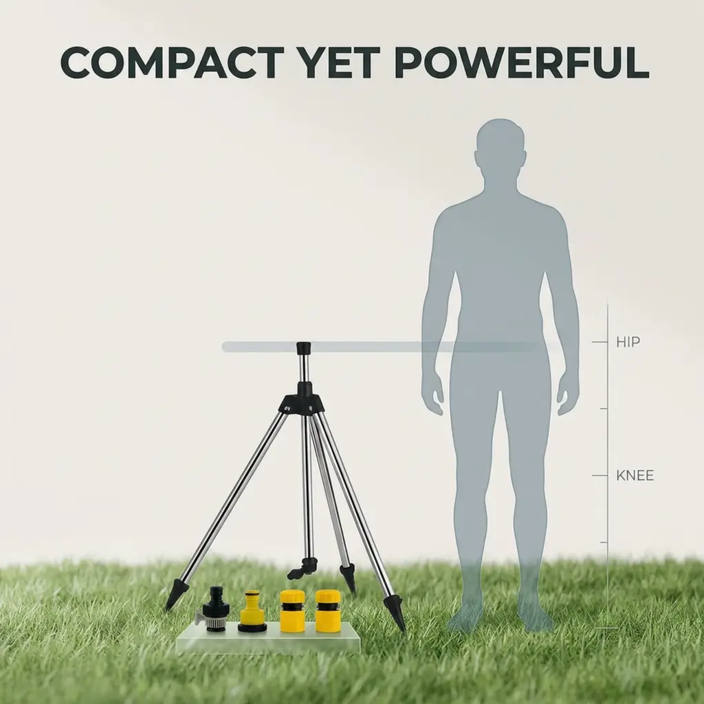 High Pressure Rotating Tripod Sprinkler for Garden - Adjustable Spray, view 9