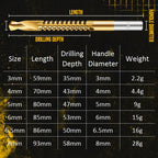 Titanium-Coated High-Speed Steel Drill Bits with Tags (6 pcs) - 3-8 mm Sizes, view 7