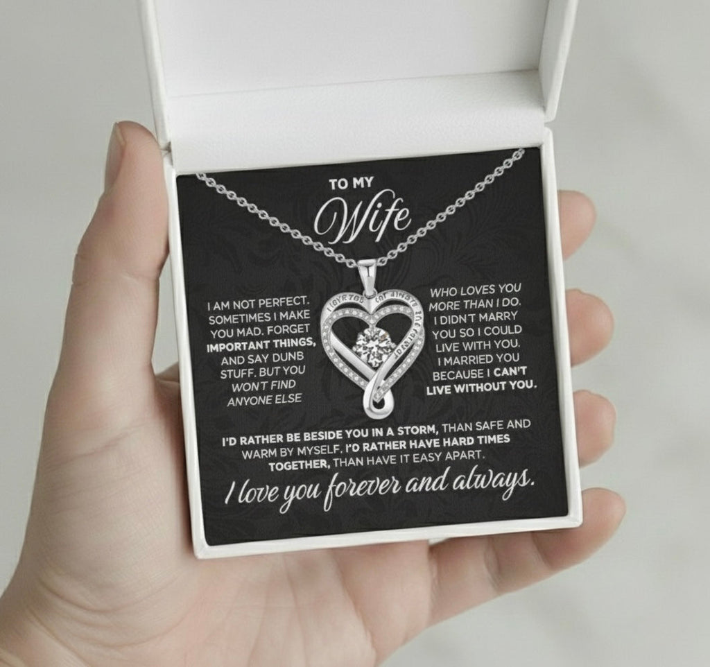 Sterling Silver Necklace for Wife - 2.5 cm Pendant, Adjustable 45 cm Chain