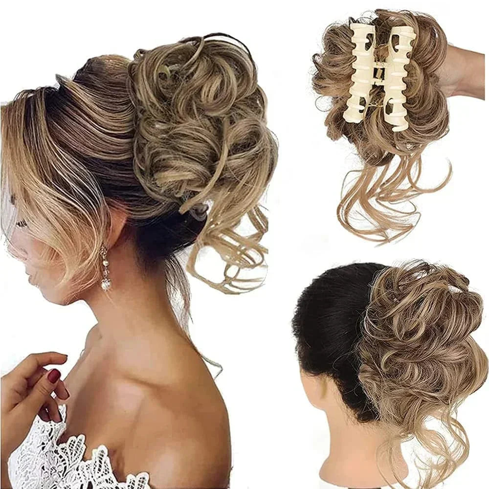 Curly Hair Bun Clip-in Hair Piece - Synthetic Hair, Natural Look, Volume, view 9