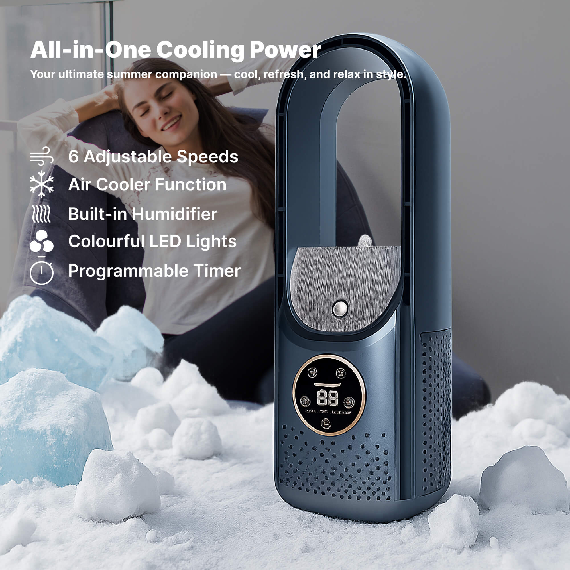Bladeless Portable Fan for Home and Office - USB Powered, 30.5 cm, ABS, view 2