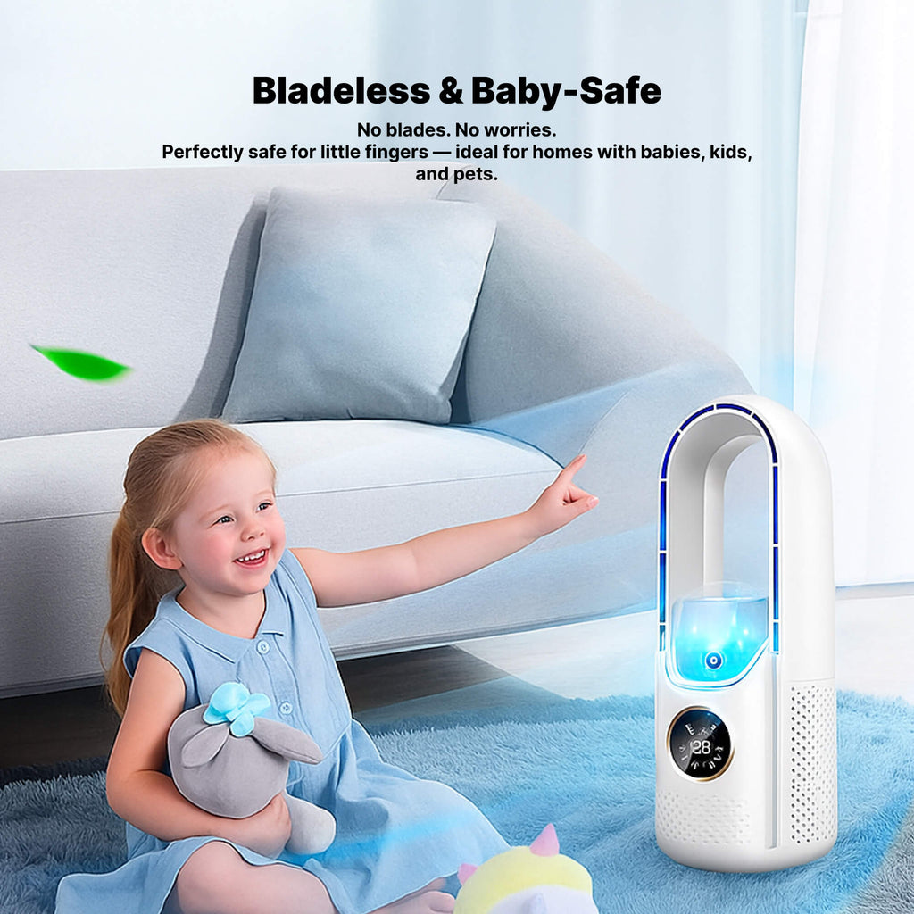 Bladeless Portable Fan for Home and Office - USB Powered, 30.5 cm, ABS, view 4
