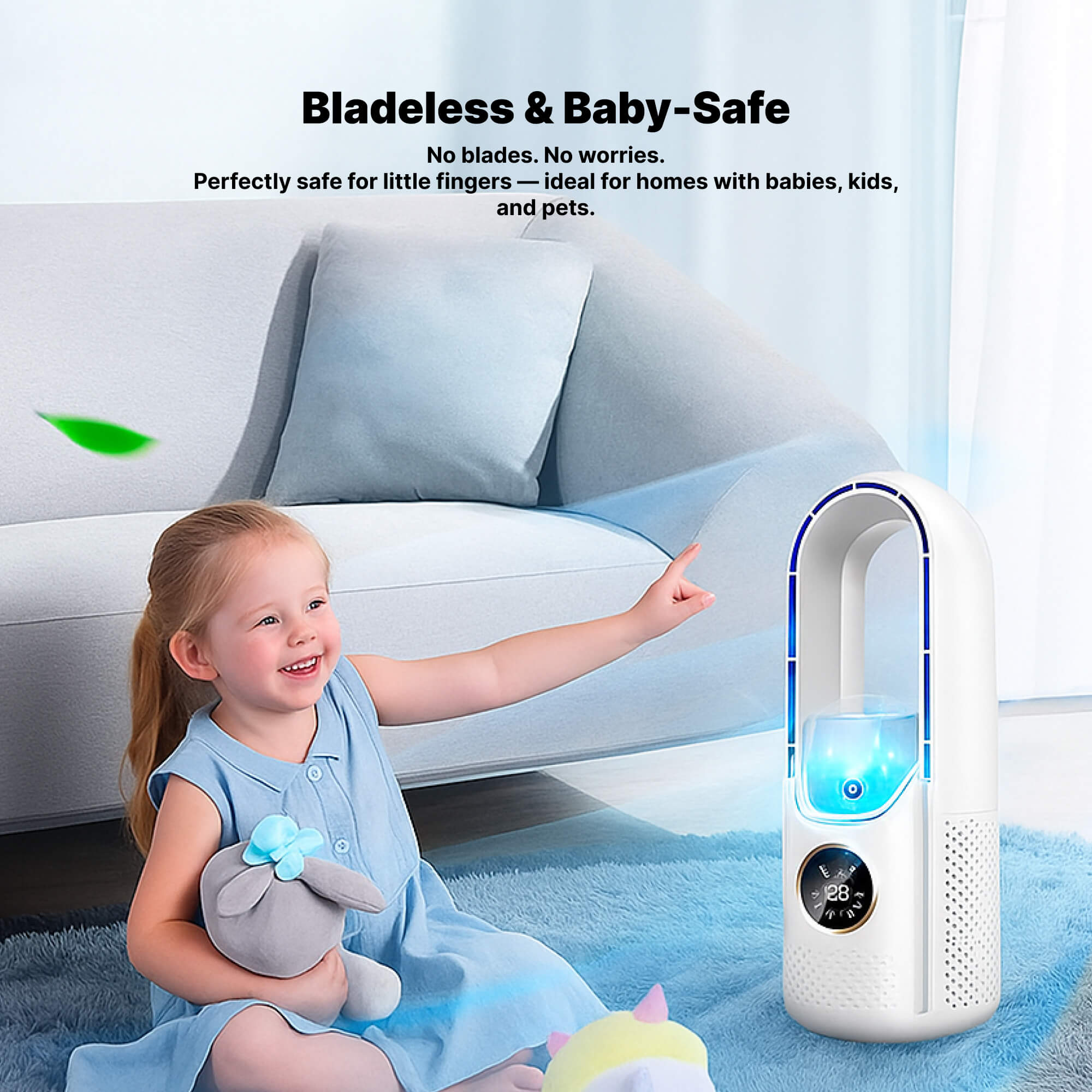 Bladeless Portable Fan for Home and Office - USB Powered, 30.5 cm, ABS, view 4