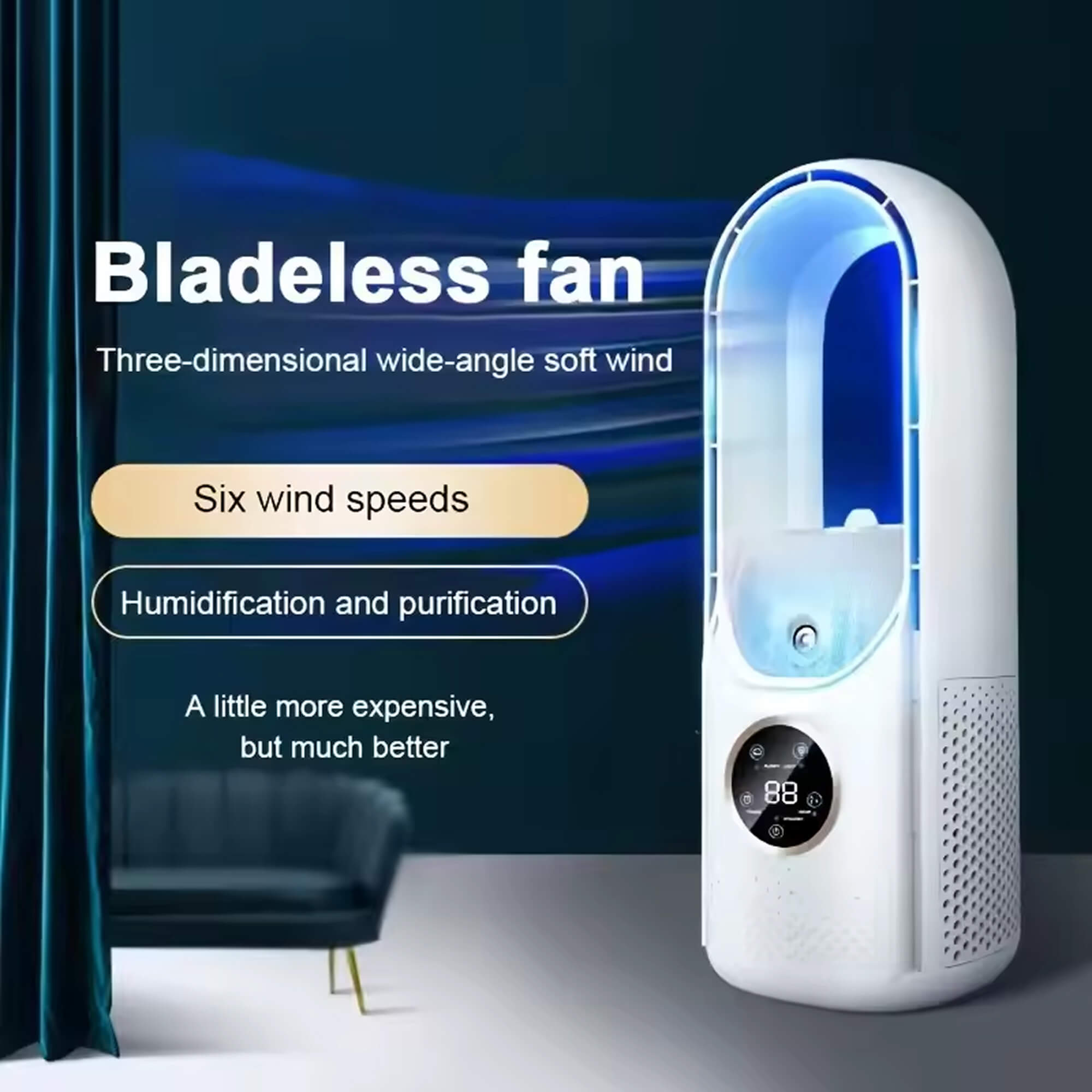 Bladeless Portable Fan for Home and Office - USB Powered, 30.5 cm, ABS, view 7