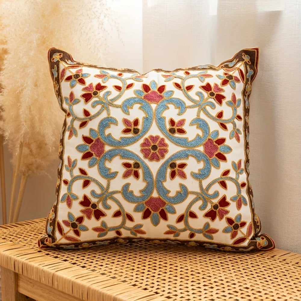 Embroidered Vintage Cushion Cover for Sofa or Bed - 18"x18", view 8