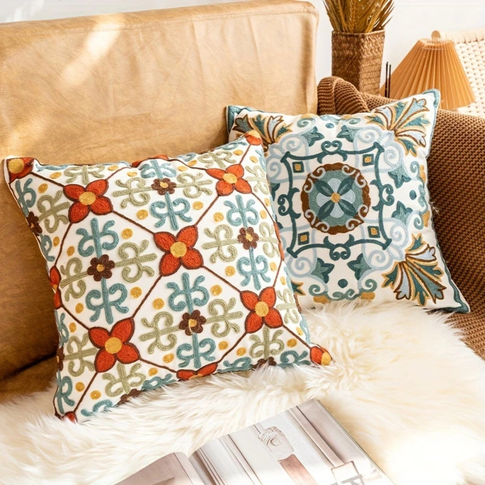Embroidered Vintage Cushion Cover for Sofa or Bed - 18"x18", view 2