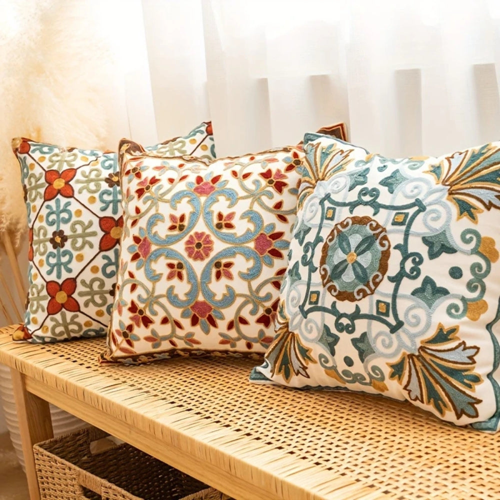 Embroidered Vintage Cushion Cover for Sofa or Bed - 18"x18", view 5