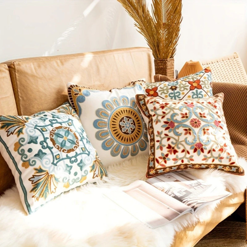 Embroidered Vintage Cushion Cover for Sofa or Bed - 18"x18", view 6
