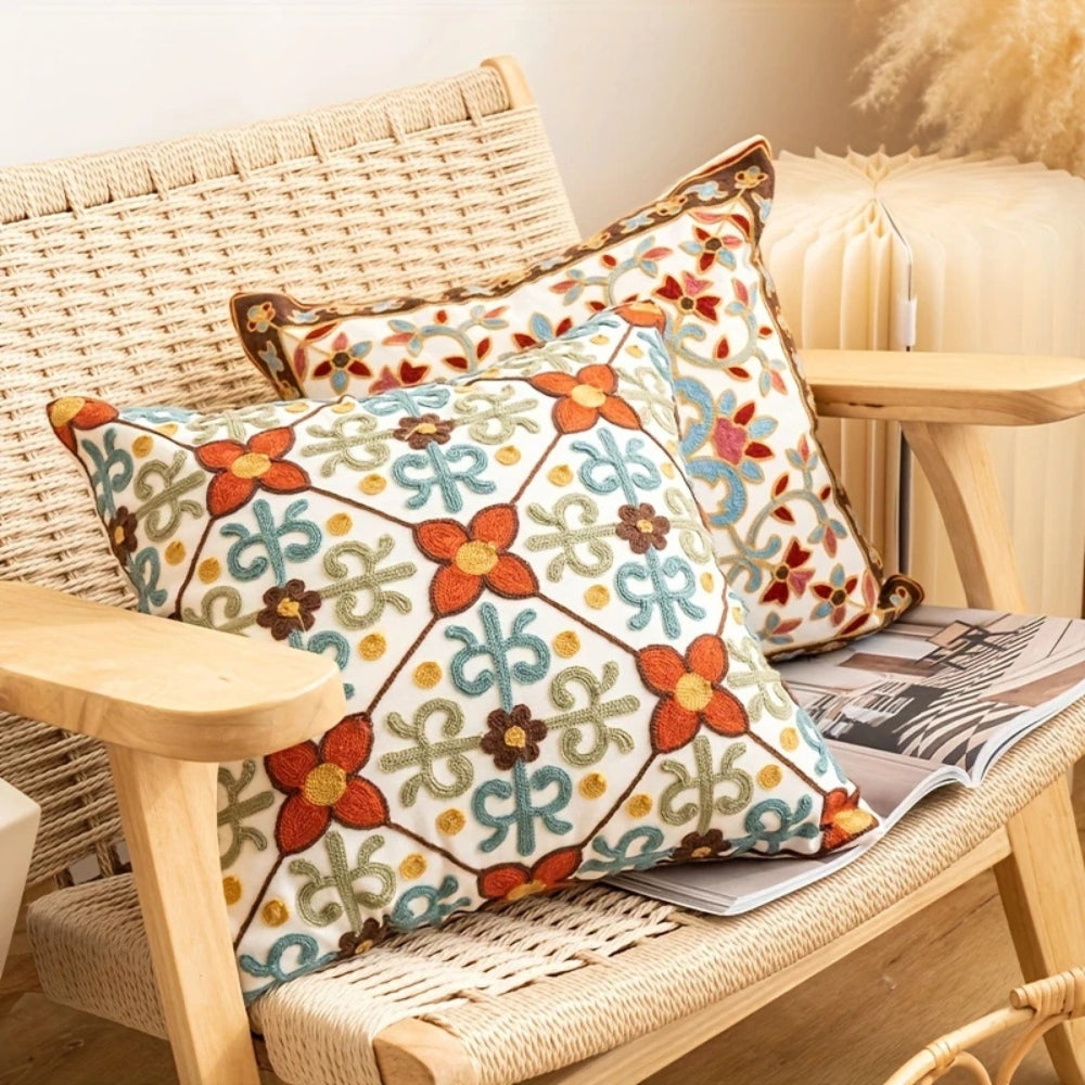 Embroidered Vintage Cushion Cover for Sofa or Bed - 18"x18", view 3