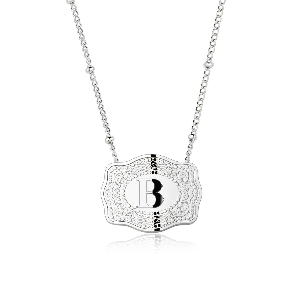 Dainty Belt Buckle Letter Initial Necklace for Women - Cowgirl Western Style, view 5