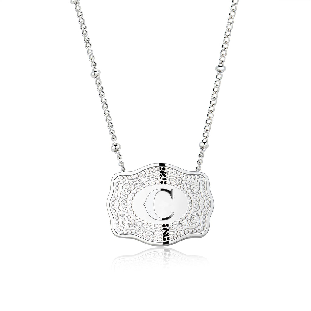 Dainty Belt Buckle Letter Initial Necklace for Women - Cowgirl Western Style, view 6