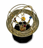 Handcrafted Solar System Orrery Model - Wood, Stone, Brass, 12.7 cm