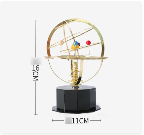 Handcrafted Solar System Orrery Model - Wood, Stone, Brass, 12.7 cm, view 2