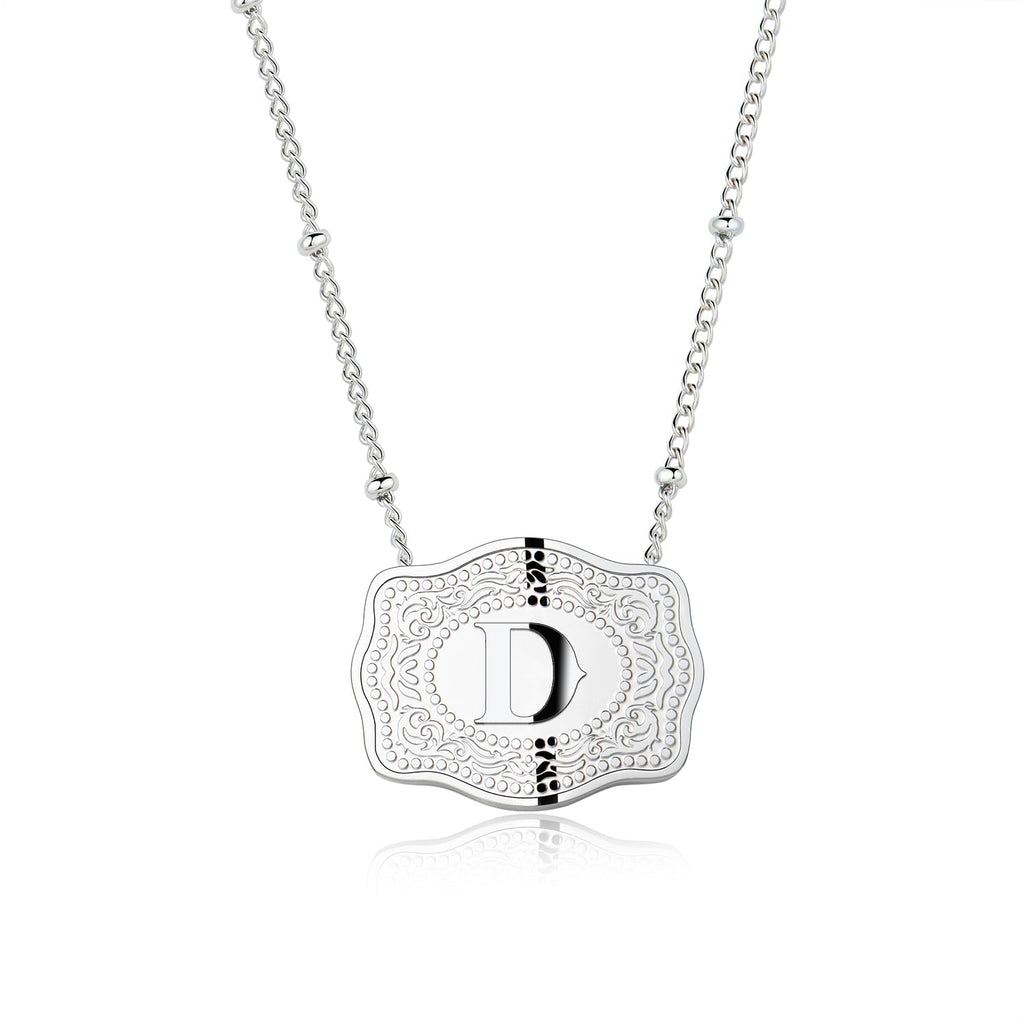 Dainty Belt Buckle Letter Initial Necklace for Women - Cowgirl Western Style, view 7