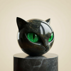 Black Cat Head Decorative Sculpture for Home or Desk - Hypnotic Eyes