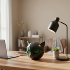 Black Cat Head Decorative Sculpture for Home or Desk - Hypnotic Eyes, view 3