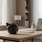 Black Cat Head Decorative Sculpture for Home or Desk - Hypnotic Eyes, view 2