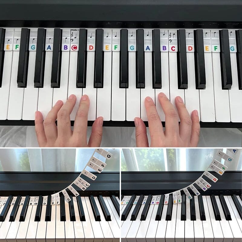 Removable Piano Keyboard Note Labels for Beginners - Black, Colourful, view 9
