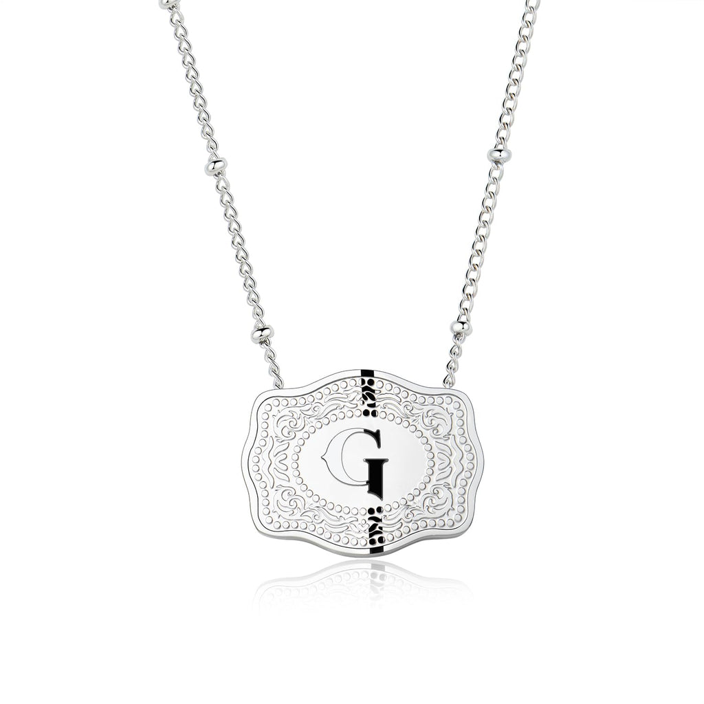 Dainty Belt Buckle Letter Initial Necklace for Women - Cowgirl Western Style, view 10