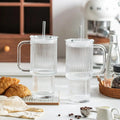 Ribbed Borosilicate Glass Cup - Heat Resistant, 26oz Capacity