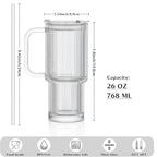 Ribbed Borosilicate Glass Cup - Heat Resistant, 26oz Capacity, view 5