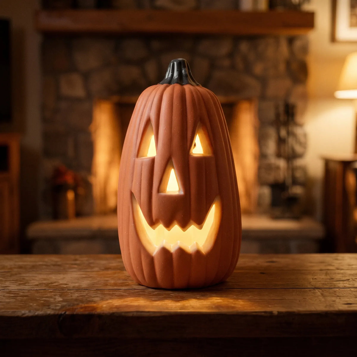 Halloween Pumpkin Jack O Lantern LED Battery Operated Decor 34cm
