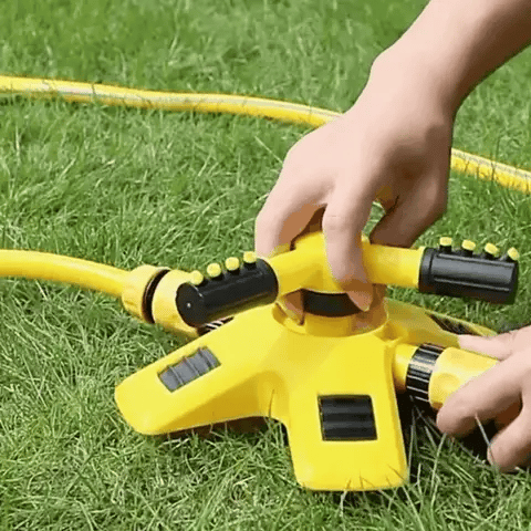 360° Rotating Lawn Sprinkler for Large Gardens - ABS Plastic, Yellow, view 3