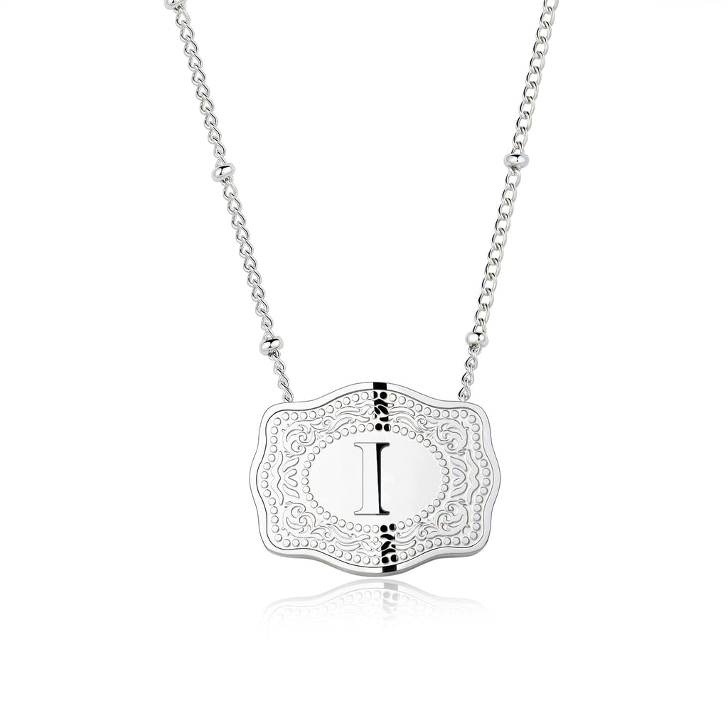 Dainty Belt Buckle Letter Initial Necklace for Women - Cowgirl Western Style, view 12