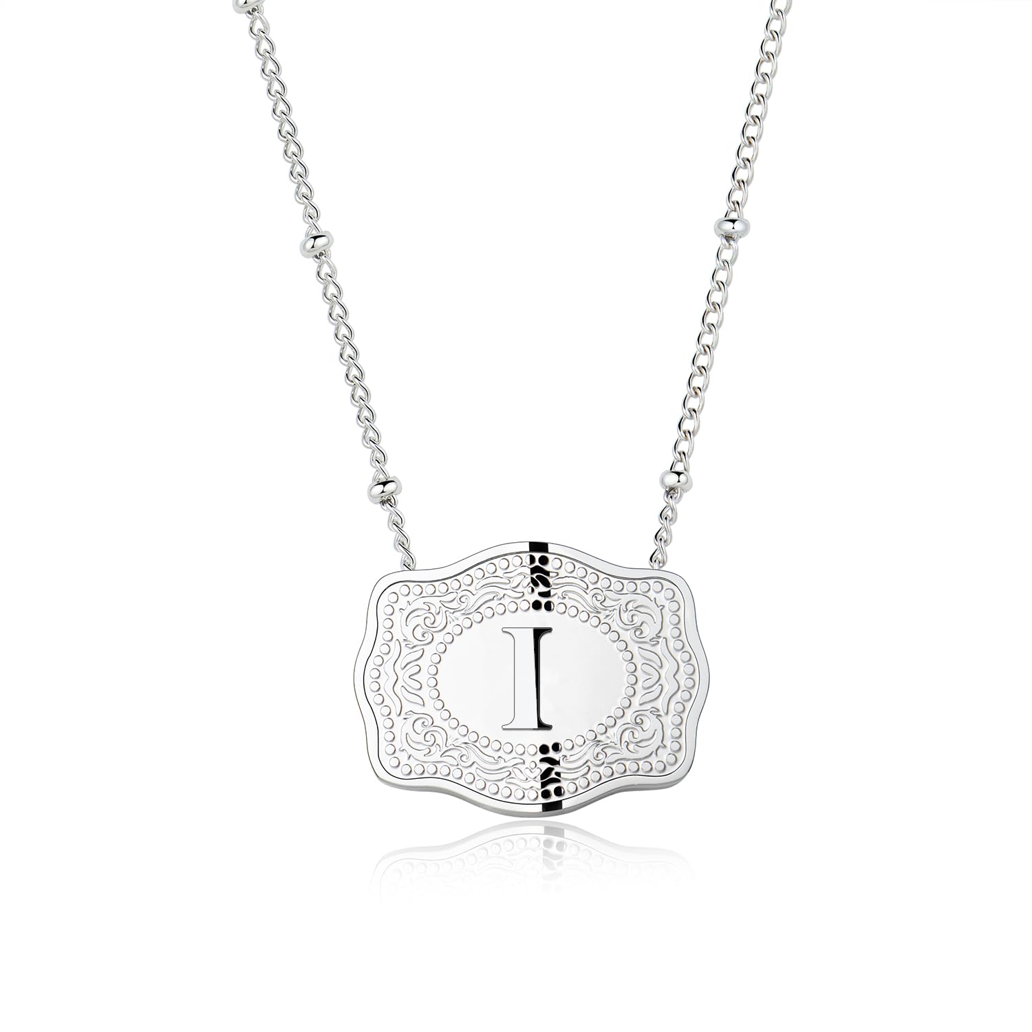 Dainty Belt Buckle Letter Initial Necklace for Women - Cowgirl Western Style, view 12