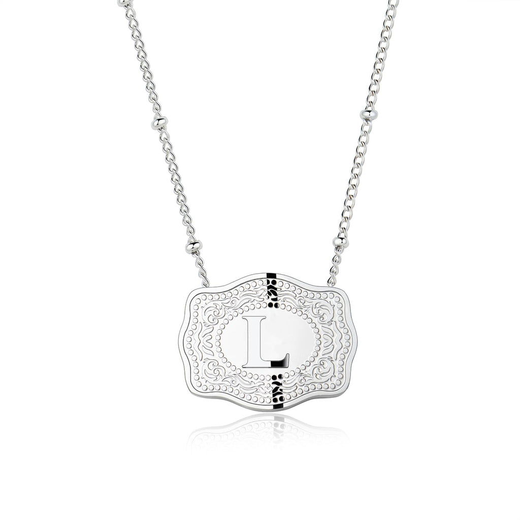 Dainty Belt Buckle Letter Initial Necklace for Women - Cowgirl Western Style, view 15
