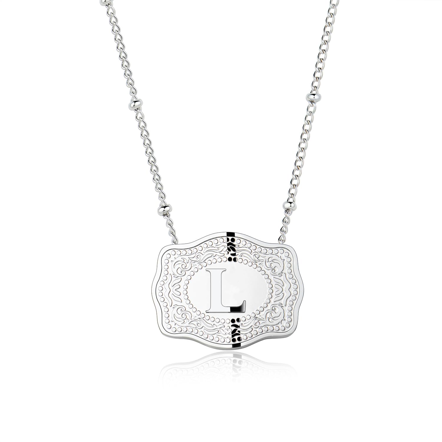 Dainty Belt Buckle Letter Initial Necklace for Women - Cowgirl Western Style, view 15