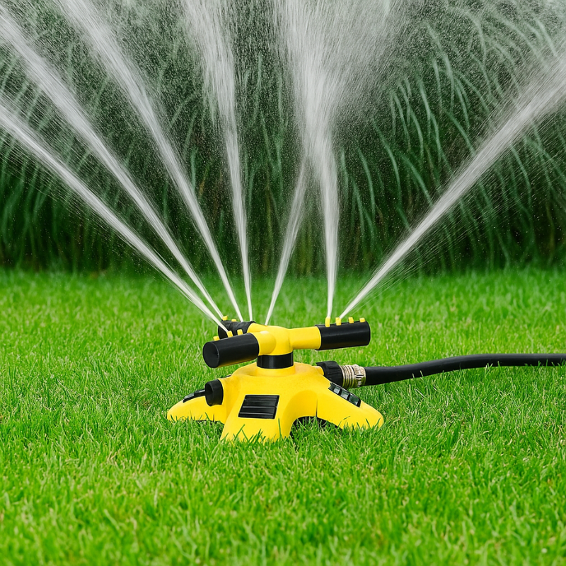 360° Rotating Lawn Sprinkler for Large Gardens - ABS Plastic, Yellow