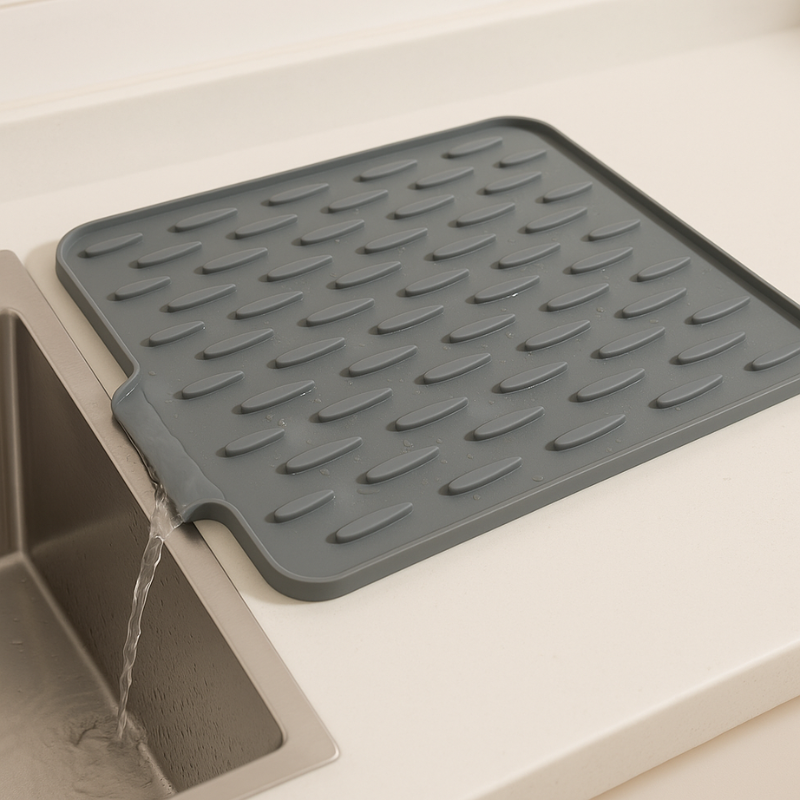 Silicone Kitchen Drying Mat - Heat Resistant, Non-Slip, Dishwasher Safe