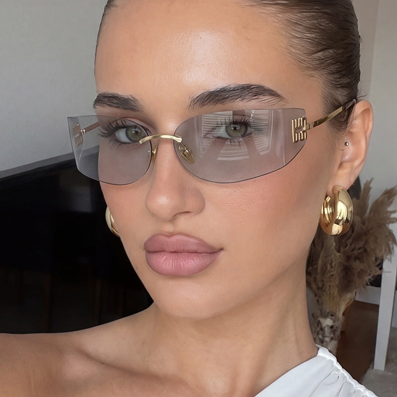 Women's Futuristic Designer Sunglasses - Unusual Frame, UV Protection